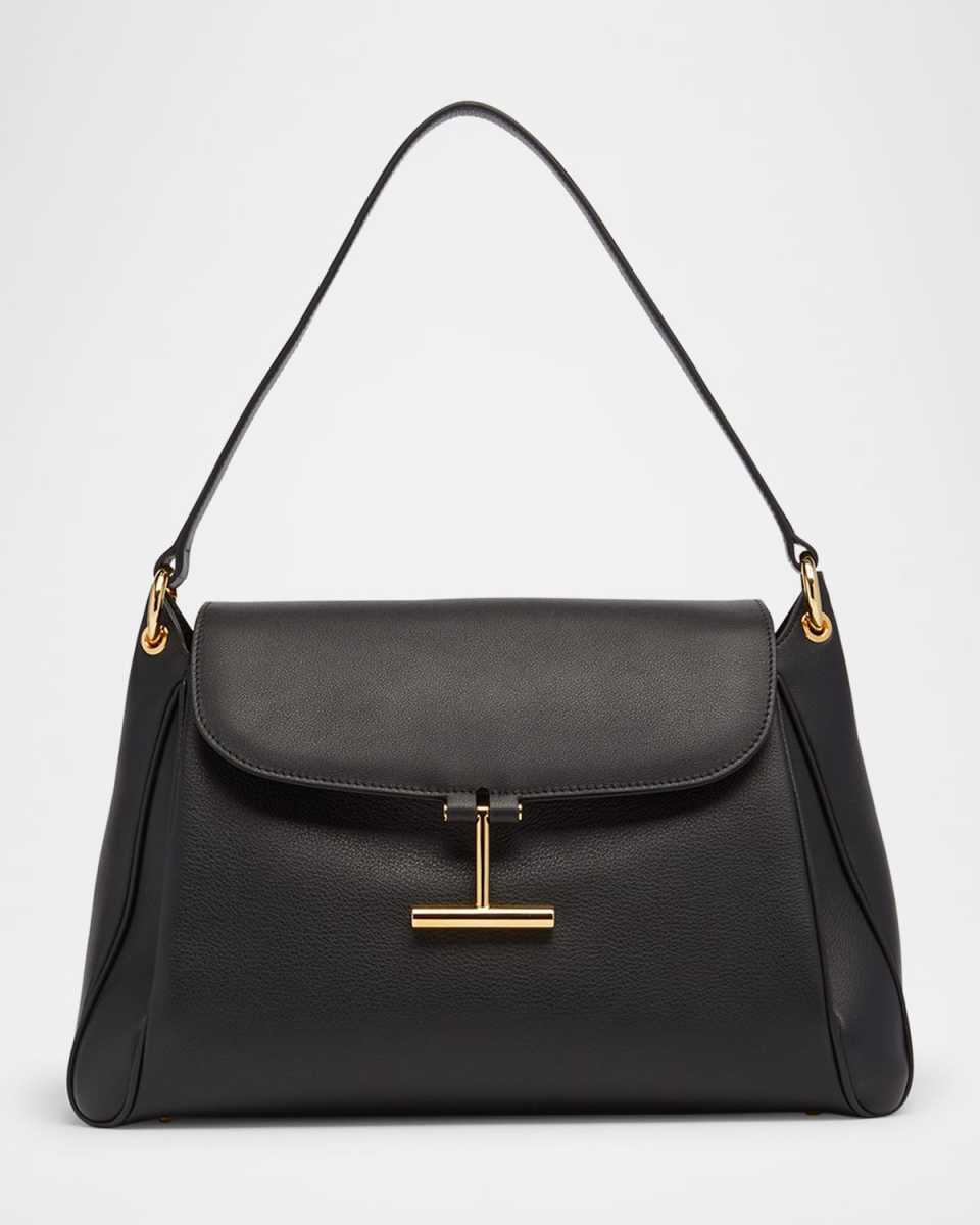 Tara Flap Shoulder Bag in Grain Leather